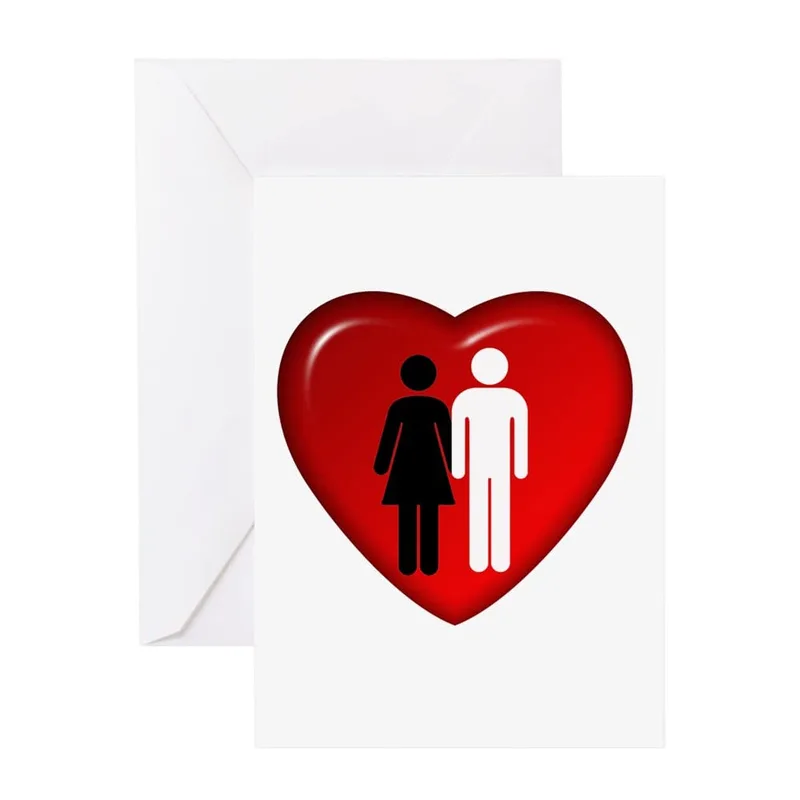 Red Heart Male Female Card: A Bold Graphic of Togetherness