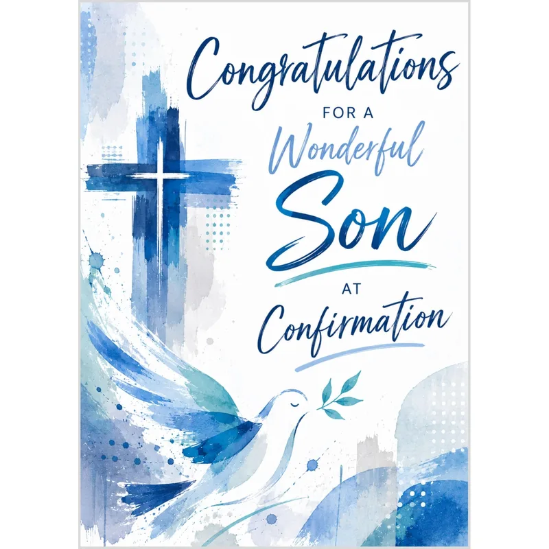 Blue Dove Cross Congratulations Card honors a wonderful son