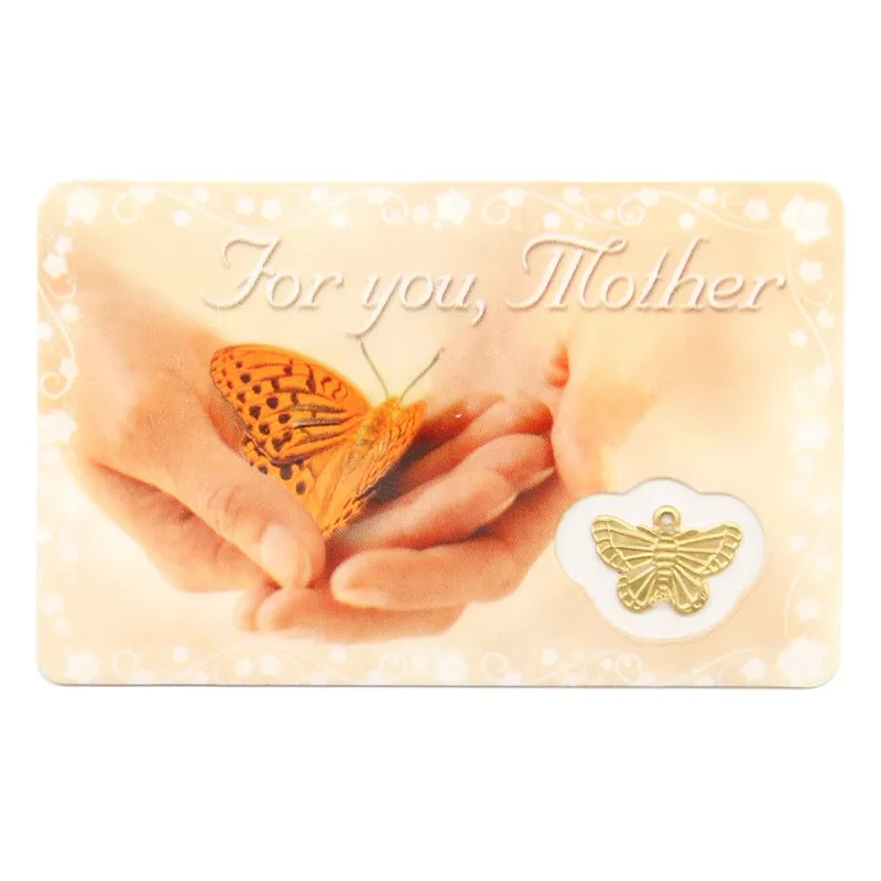 Butterfly in Hands Peach Card for a Tender Mother Tribute