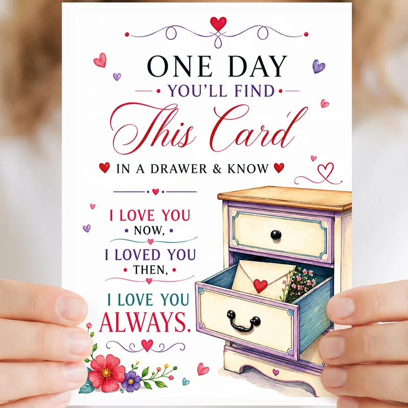 Floral Drawer Cabinet Love Card for a Hidden Romantic Surprise