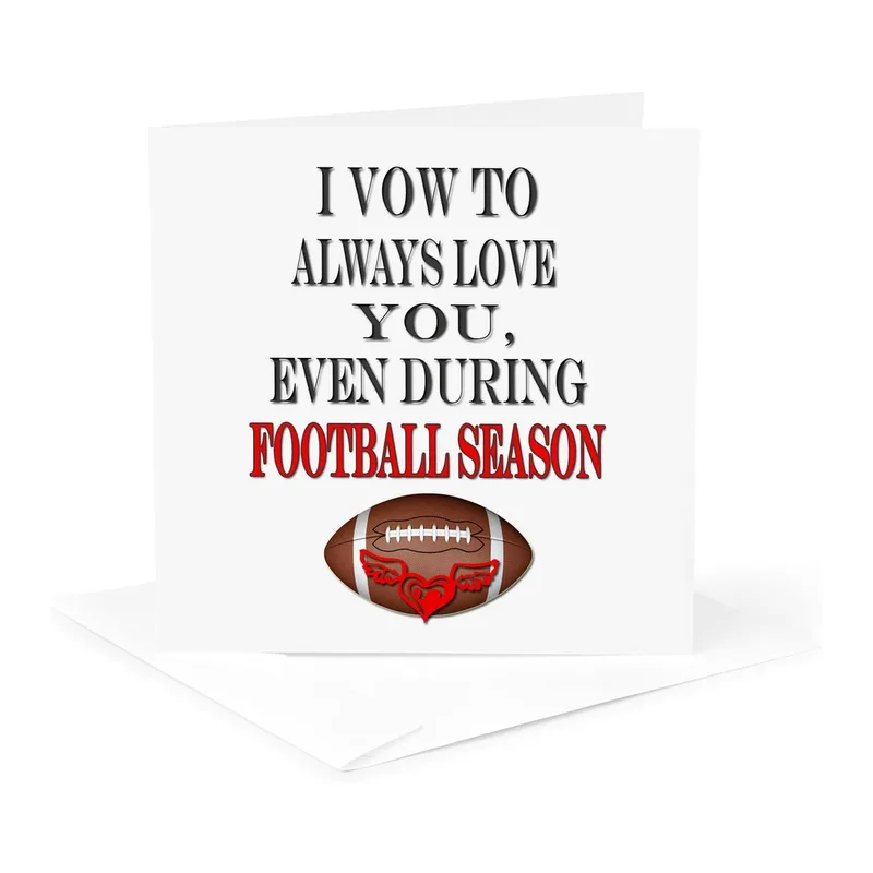 Red Football Ball Love Card: A Funny Vow for Fans