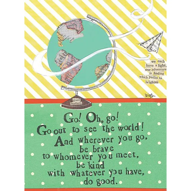 Stripes Paper Airplane Good Luck Card for Adventurous Souls