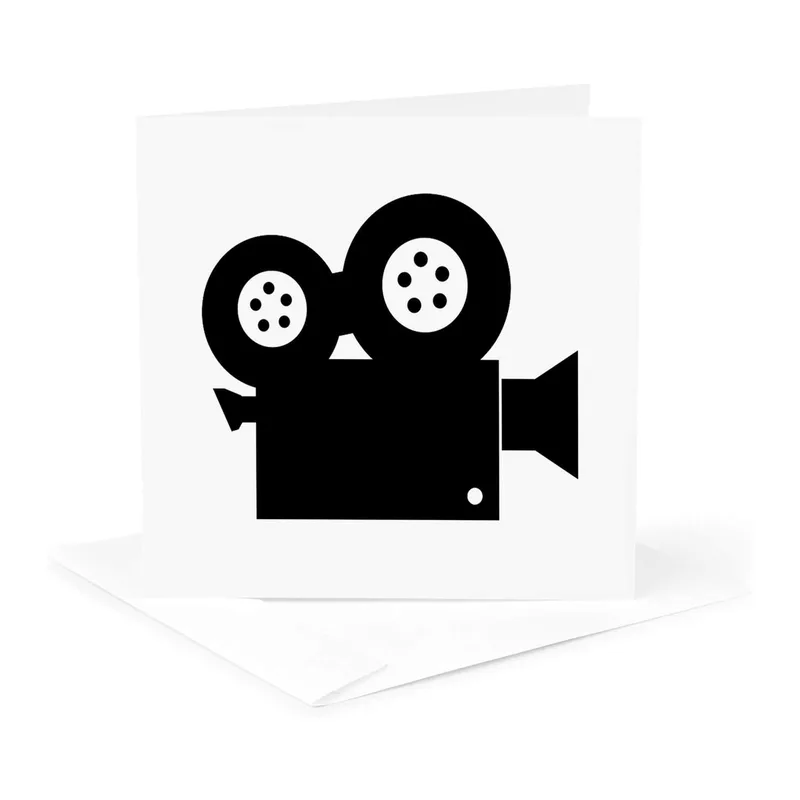 Black Movie Camera Silhouette Card for Film Lovers