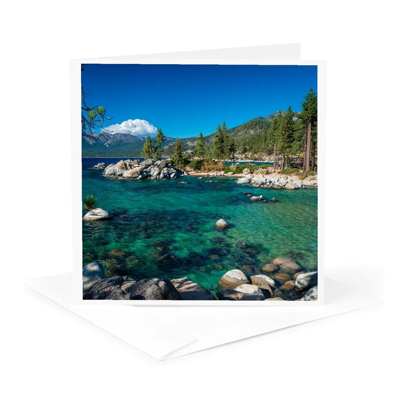 Turquoise Lake Boulders Card: A Scenic Greeting for Nature Lovers