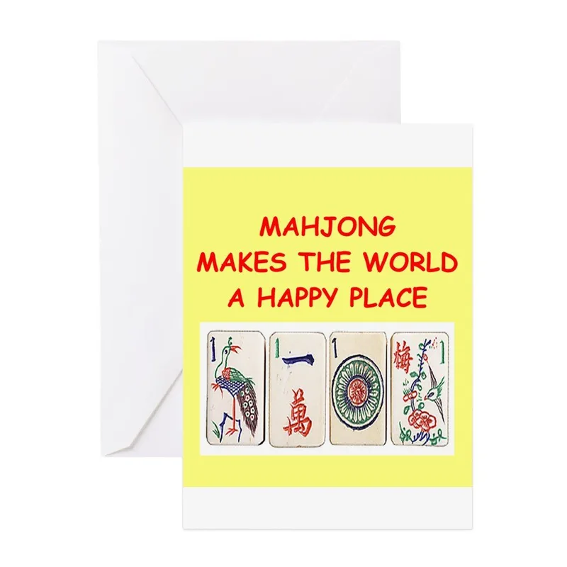 Yellow Mahjong Tiles Card: Mahjong Makes the World a Happy Place
