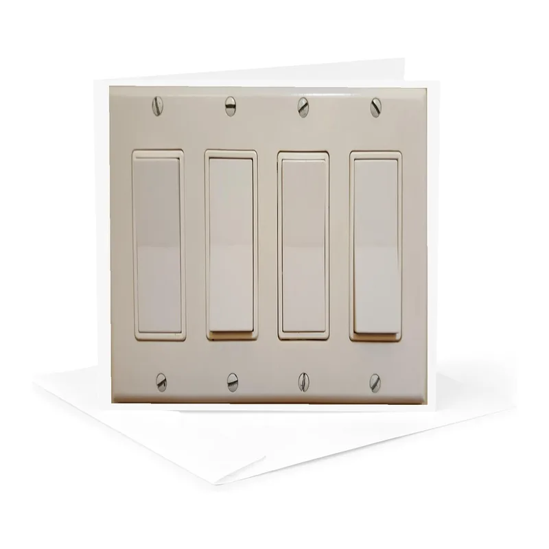 Beige Four Light Switches Card: A Quirky Thank You Note for Homeowners
