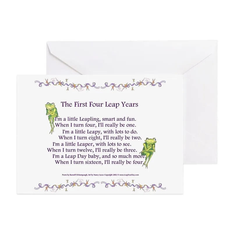 Purple Border Poem Card Celebrating Leap Year Birthdays