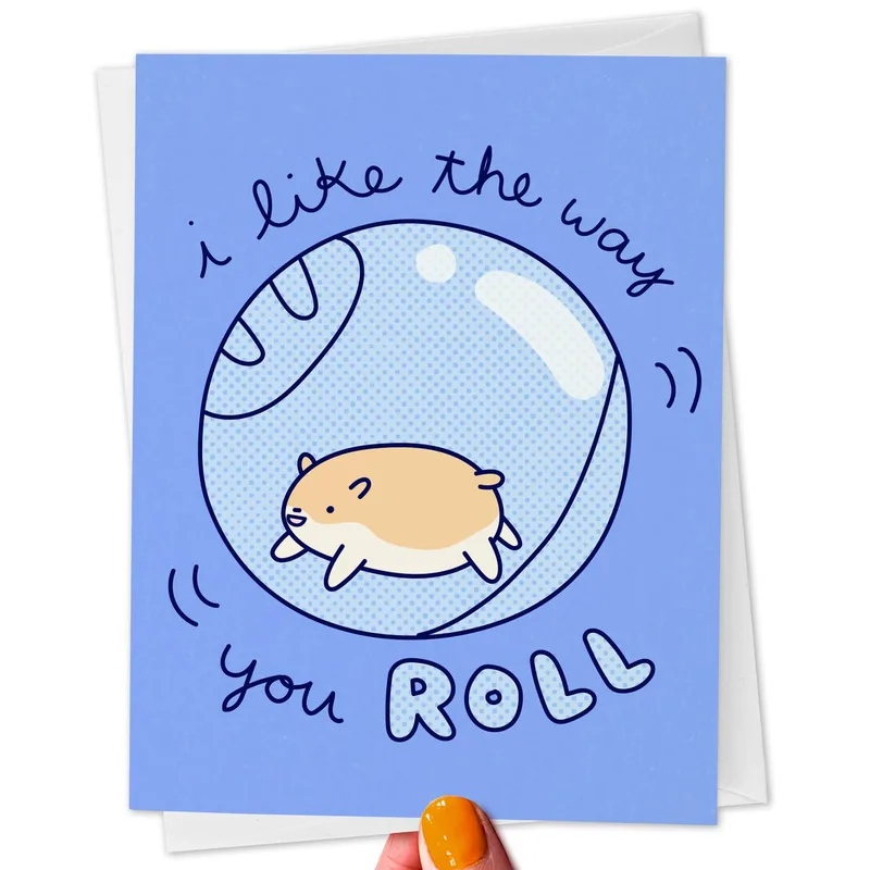 Hamster Rolling Bubble Love Card: A Funny Pun for Someone Special