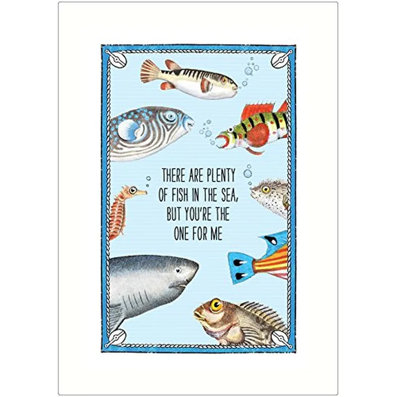 Fish Border Pattern Love Card: A Nautical Romance for Ocean Lovers