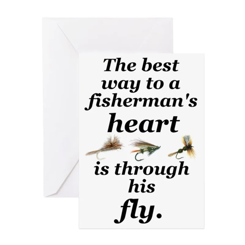 Fishing Flies Typography Card: A Witty Greeting for Anglers