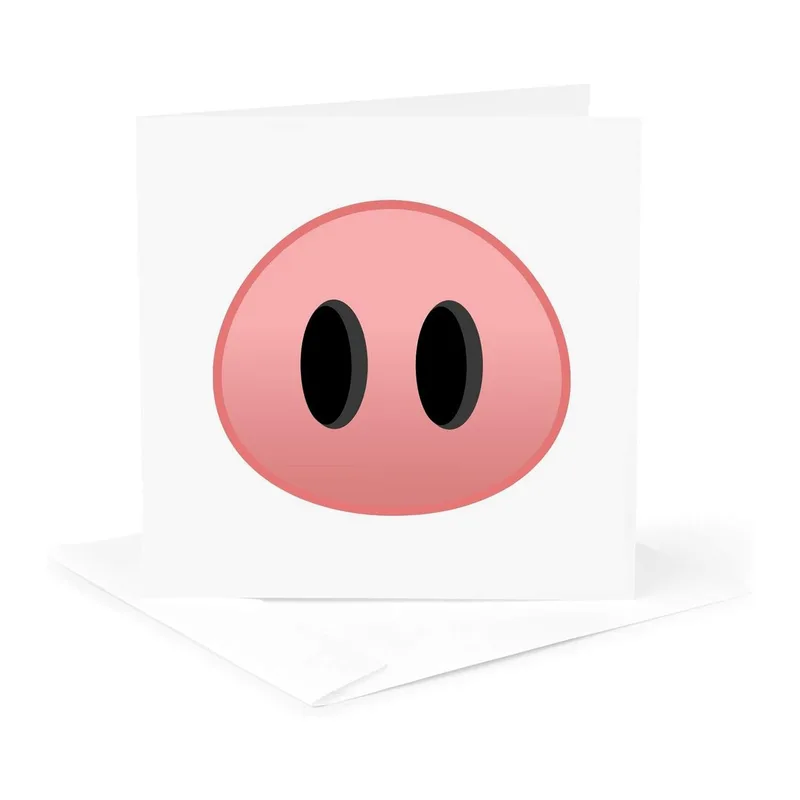 Pink Pig Snout Rosette Card: A Cute Animal Nose Design