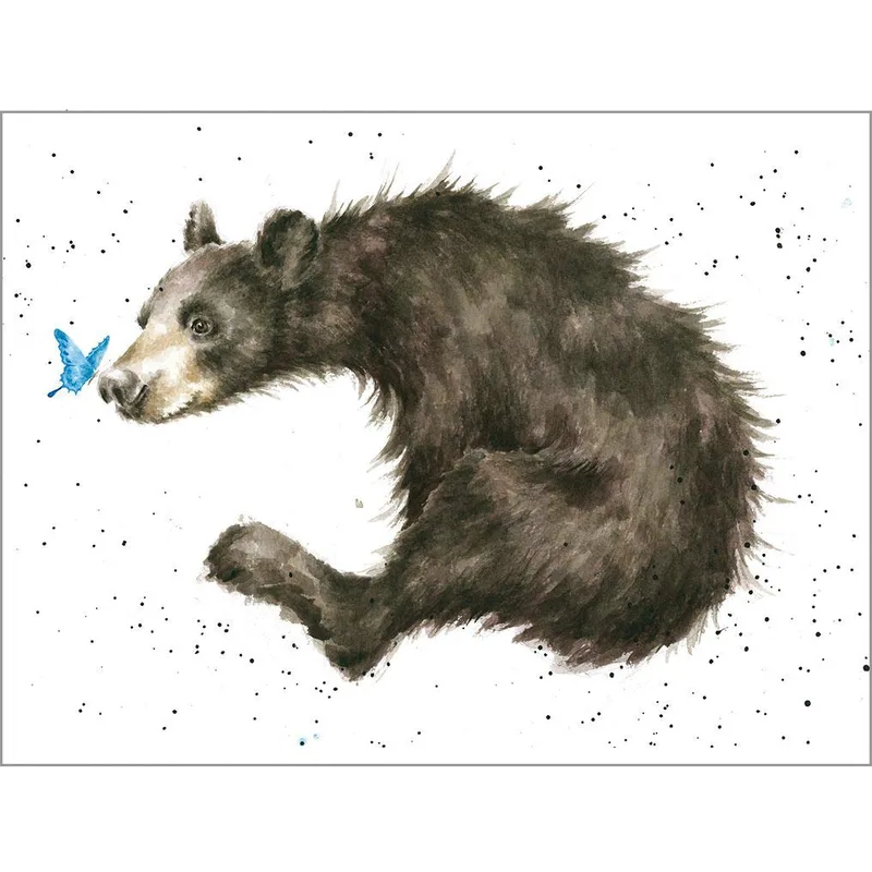 Brown Bear with Butterfly Card: A Gentle Watercolor Moment