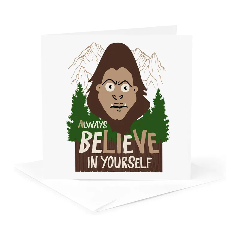 Face Green Trees Encouragement Card for Bigfoot Fans