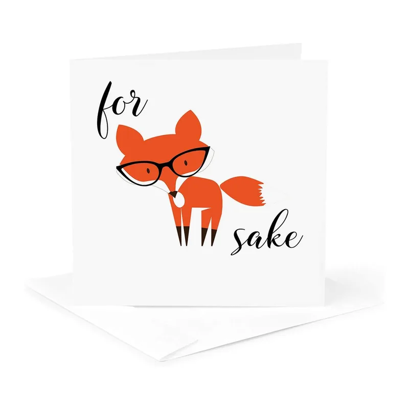 Orange Fox with Glasses Card for Sake Thank You Design