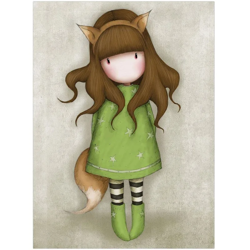 Girl in Green Dress Card: A Fox Girl Greeting Card for Thank You