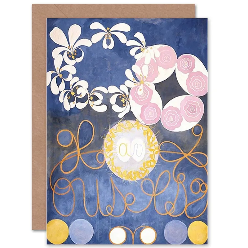 Blue Abstract Floral Painting Card: Hilma Af Klint Art Greeting