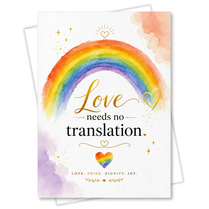 Rainbow Watercolor Heart Card Celebrating Love and Pride