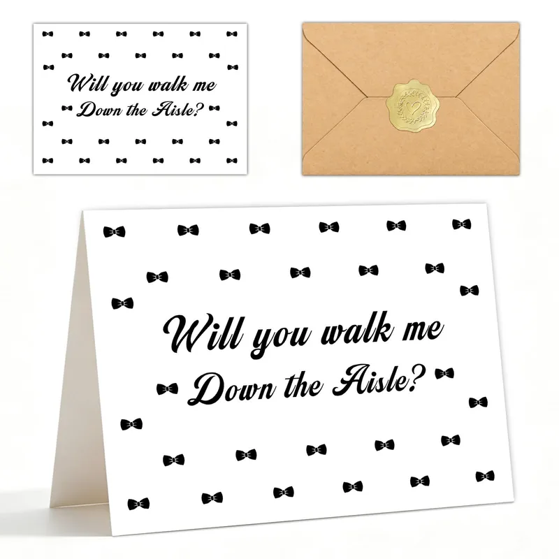 Black Bows Wedding Proposal Card for a Formal Ask