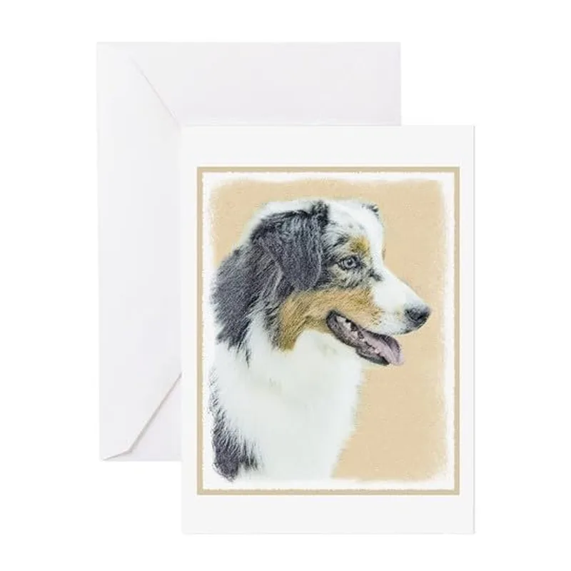 Blue Merle Shepherd Portrait Card: A Classic Canine Greeting
