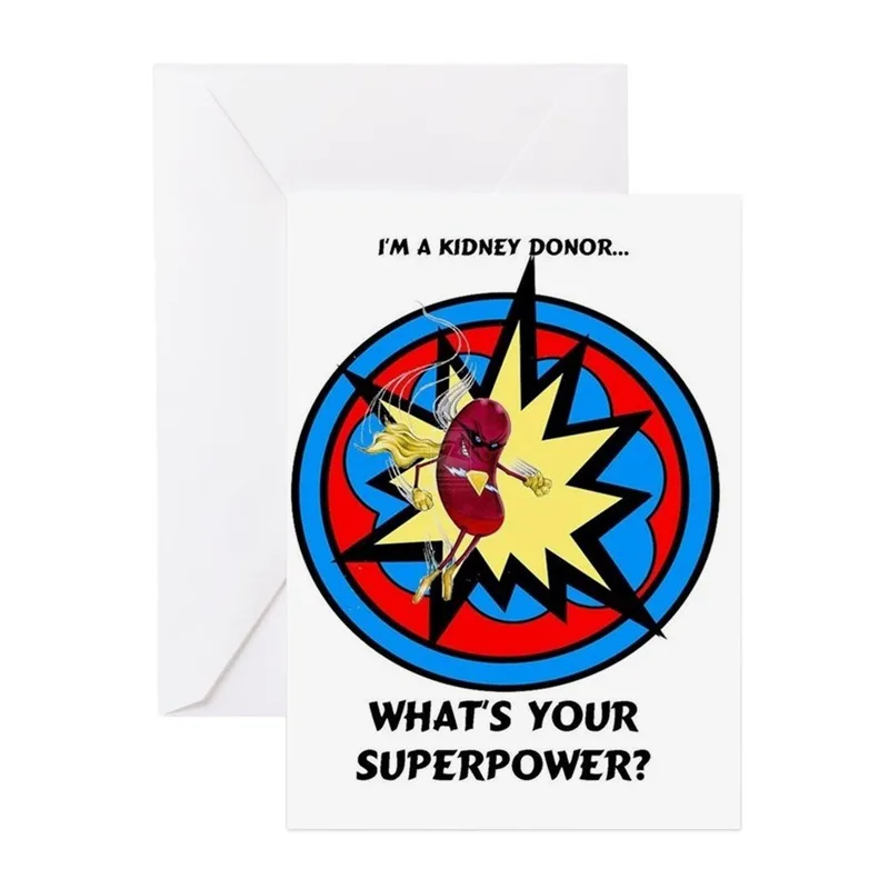 Red Blue Superhero Kidney Card Celebrating Organ Donors