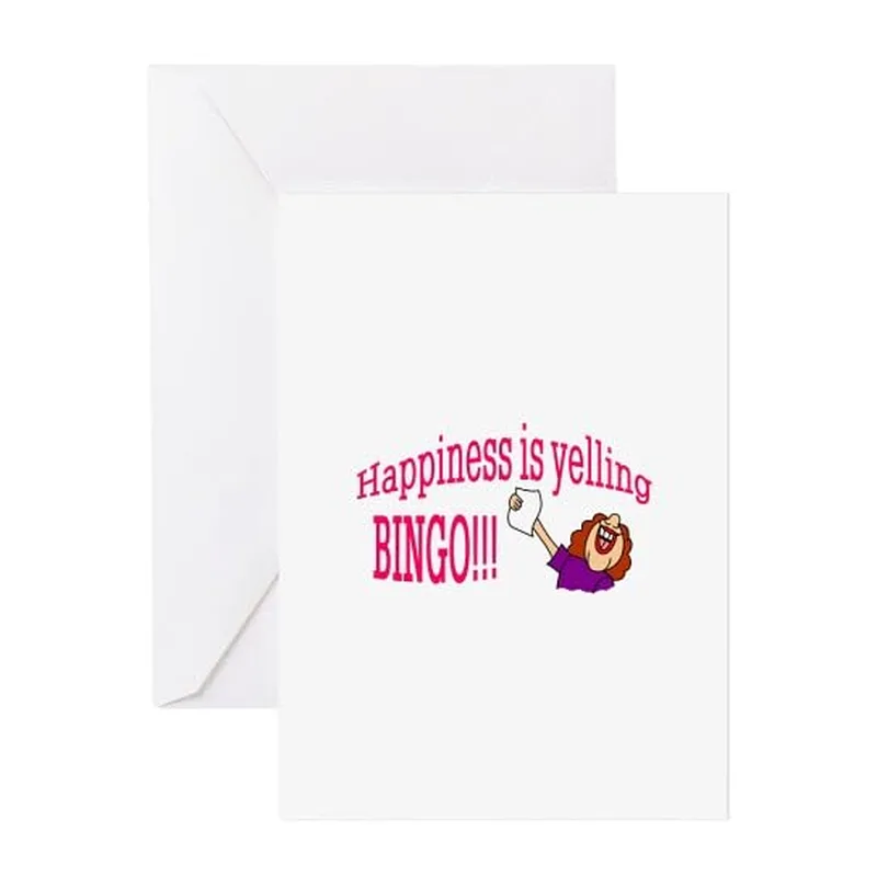 Pink Bingo Script Lettering Card: Happiness Yelling Design