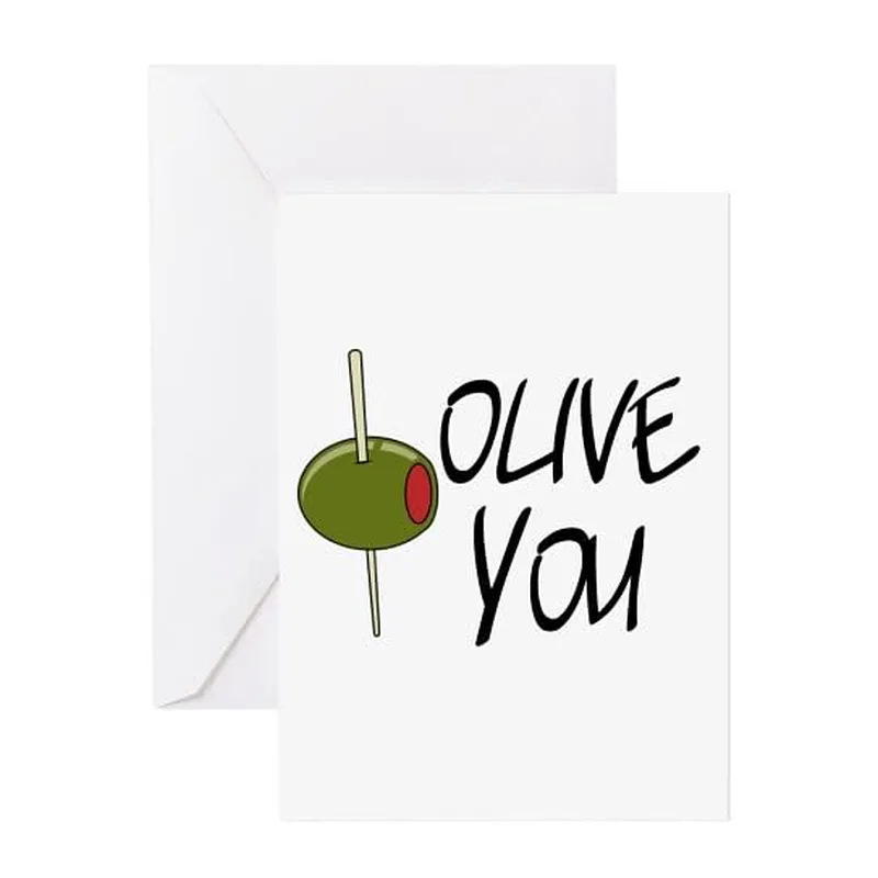 Olive Pun Graphic Love Card: A Witty Olive You Greeting Design