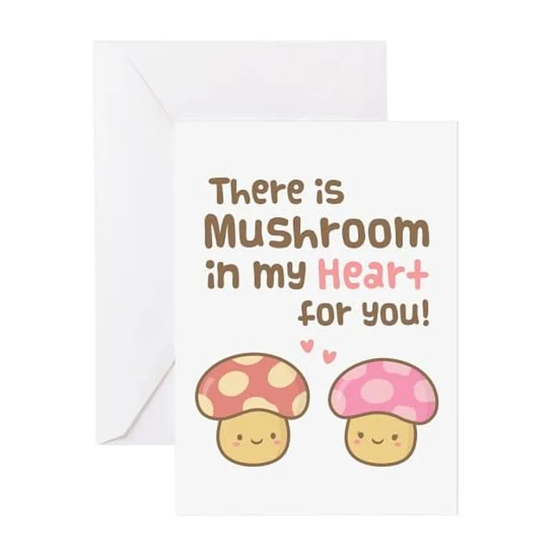 Two Cute Mushrooms Love Card: A Fungi Pun Greeting Card