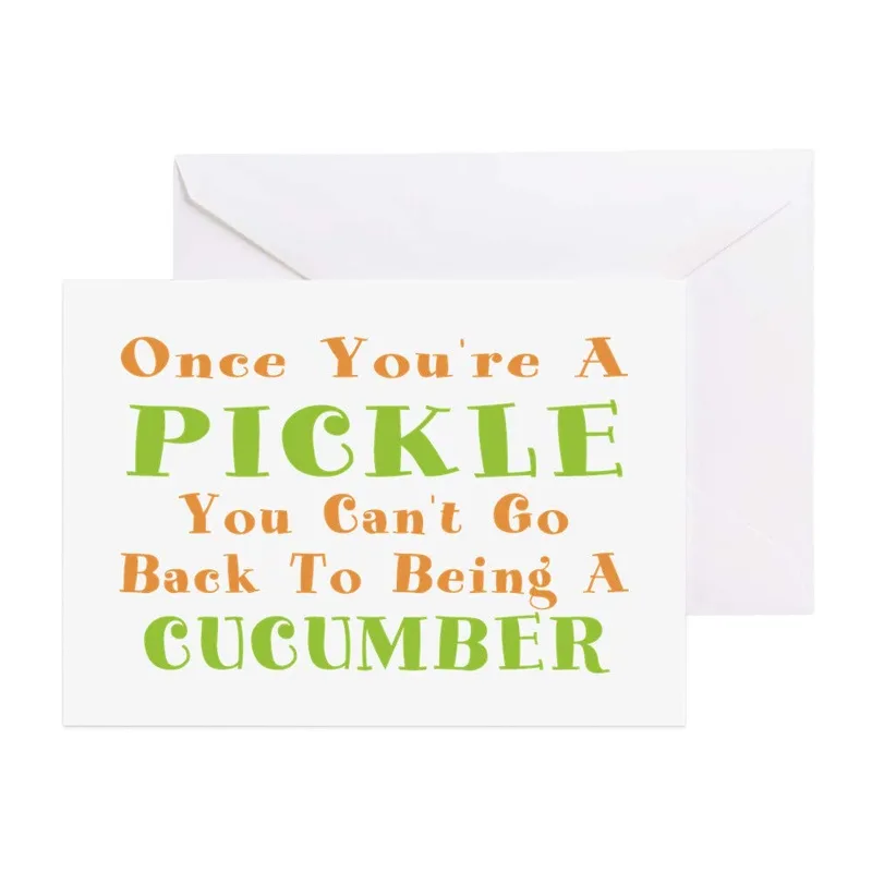 Orange Green Pickle Typography Card: Funny Greeting for Pickle Lovers