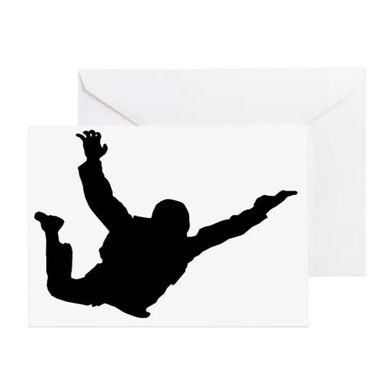 Black Silhouette Jumping Figure Card for High-Flying Gratitude