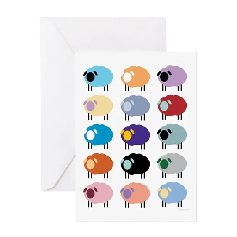 Colorful Sheep Pattern Card: A Bright Grid of Flocking Friends
