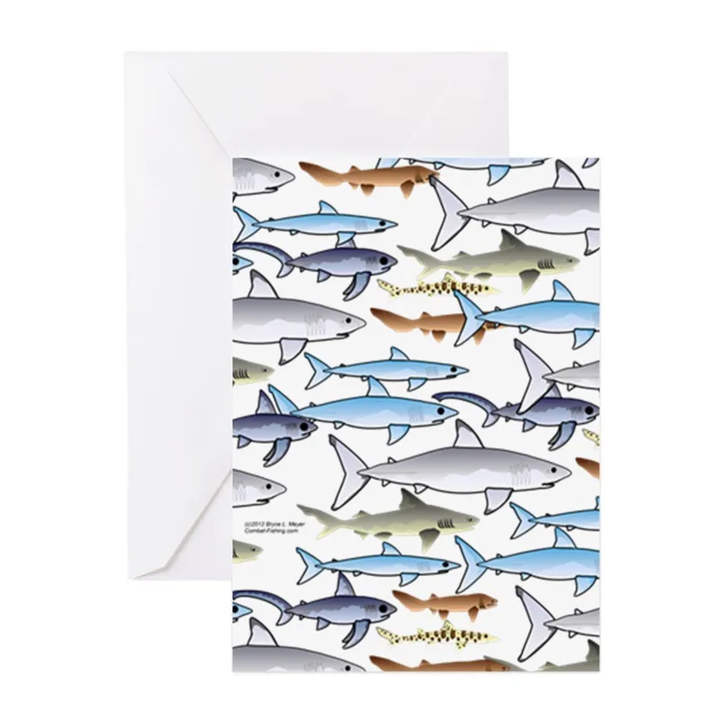 Blue Shark Pattern Card for Ocean Lovers and Fishermen