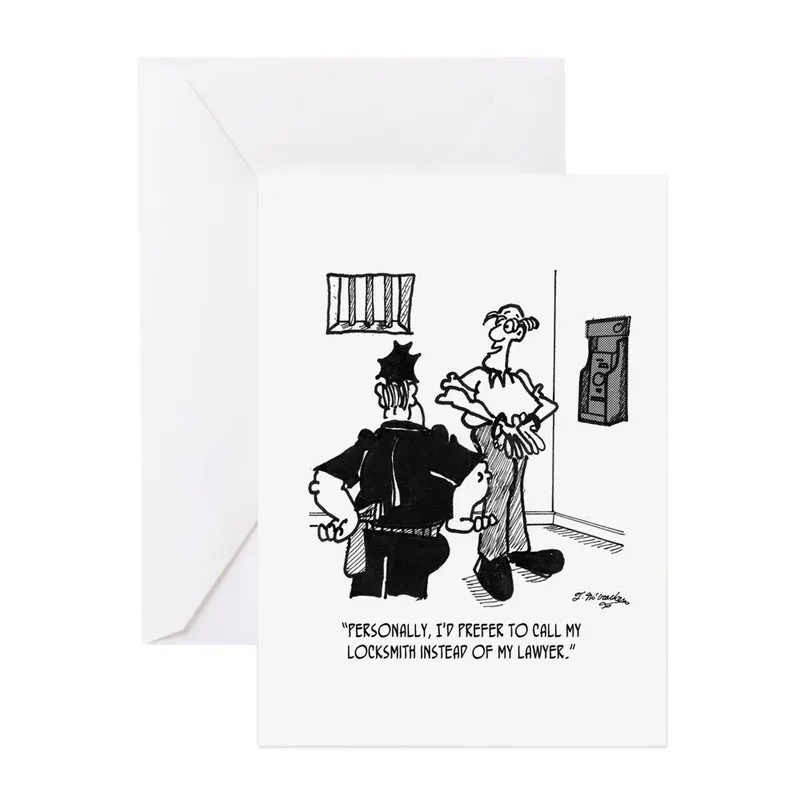 Black and White Cartoon Card for Locksmith Appreciation Humor