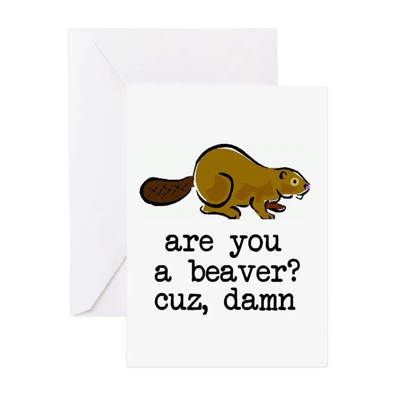 Beaver Cartoon Illustration Card: A Funny Greeting for Wildlife Lovers