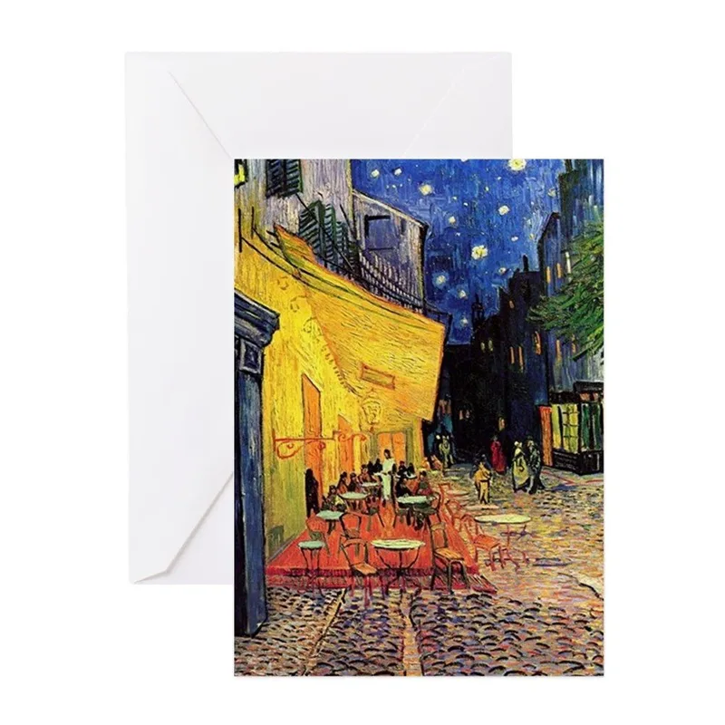 Night Cafe Painting Yellow Card – Greeting Card in natural