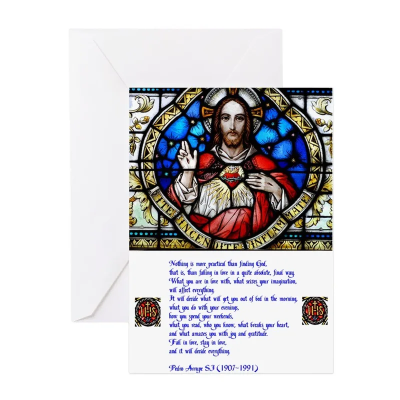 Stained Glass Jesus Prayer Card: Sacred Heart Quote Greeting