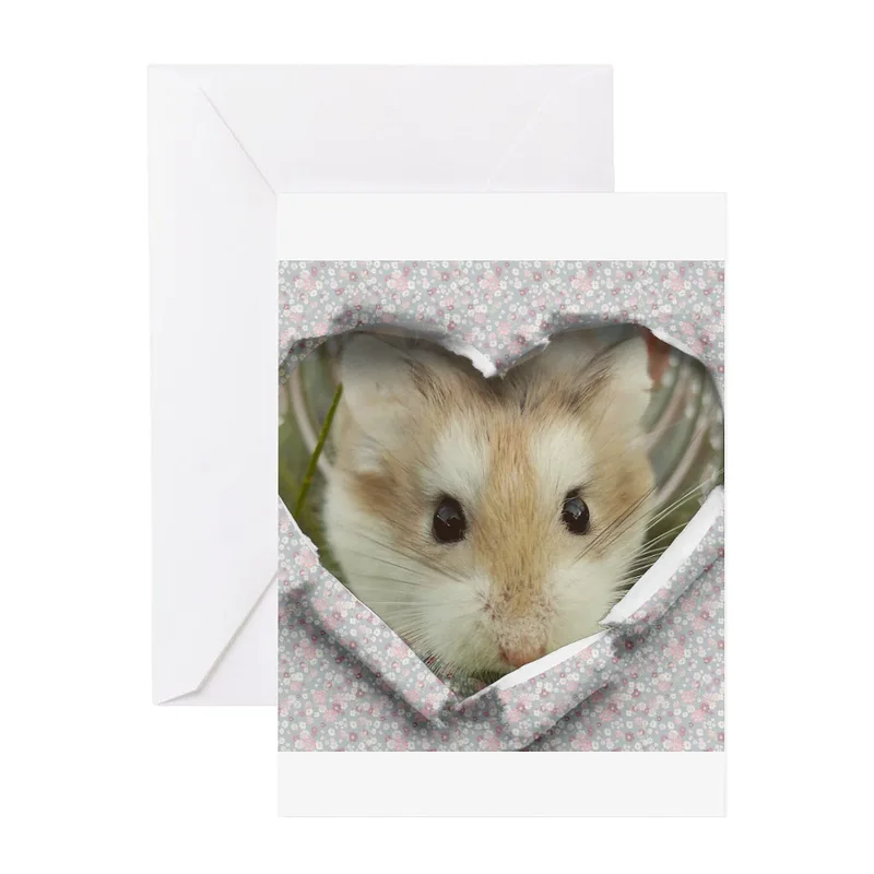 Hamster Peeking Through Heart Card for Adorable Thank You Messages