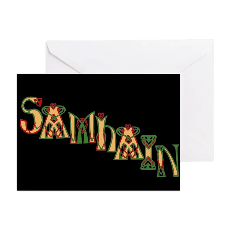 Colorful Samhain Lettering Card: Celtic Style Greeting for the Holiday