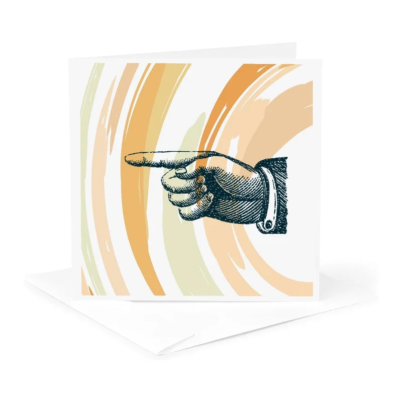 Vintage Pointing Hand Card: A Retro Finger on Abstract Art