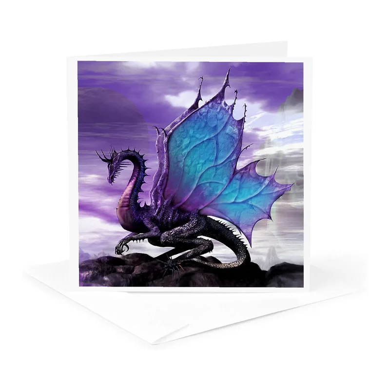 Blue Winged Dragon Card: A Fantasy Greeting for Myth Lovers