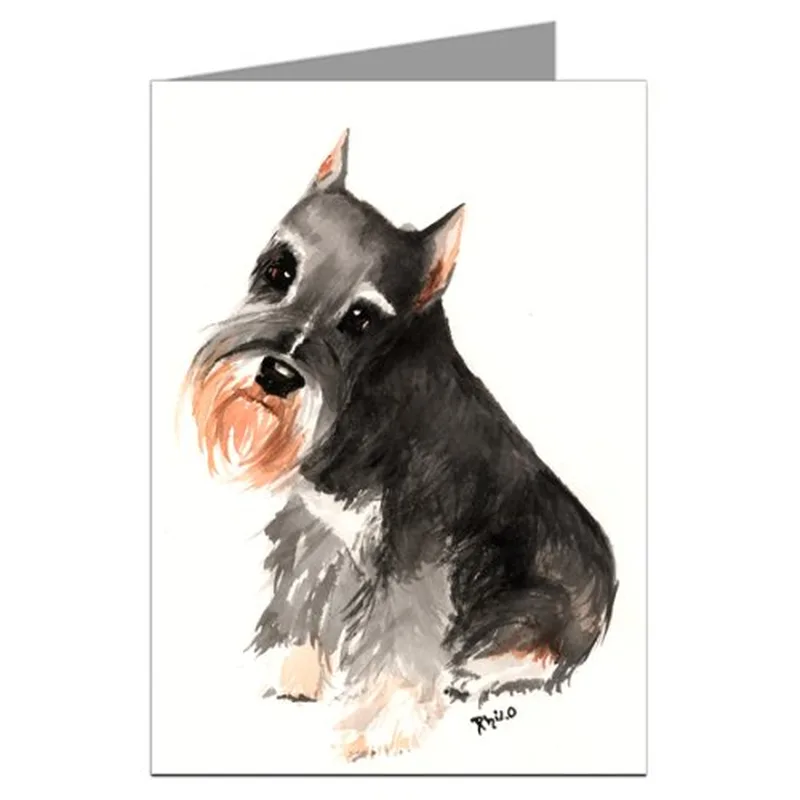 Schnauzer Watercolor Painting Card for Dog Lovers