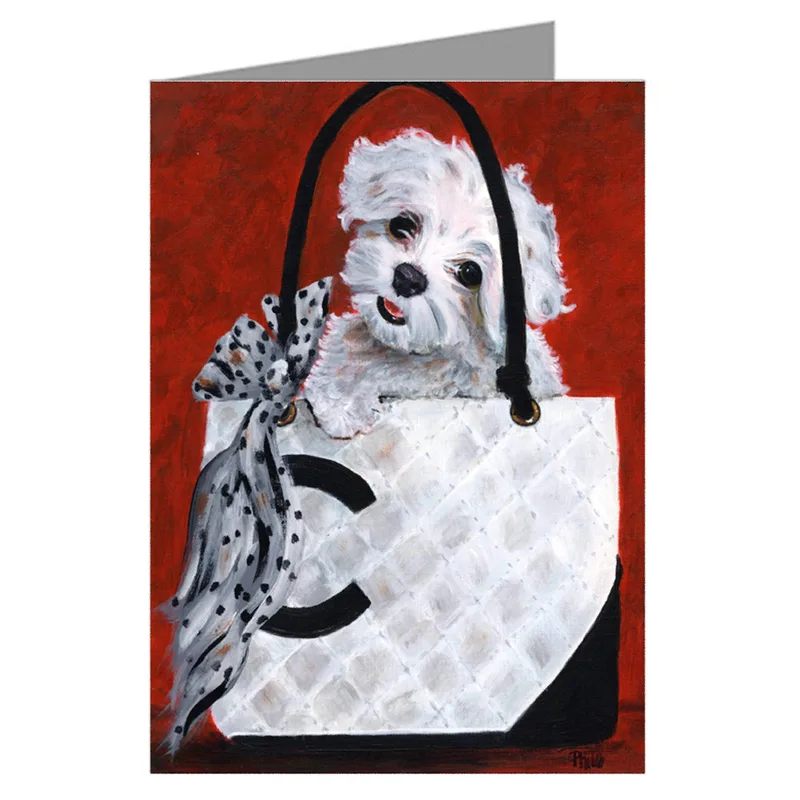 Maltese in Handbag Maltese Card for Fashion Lovers