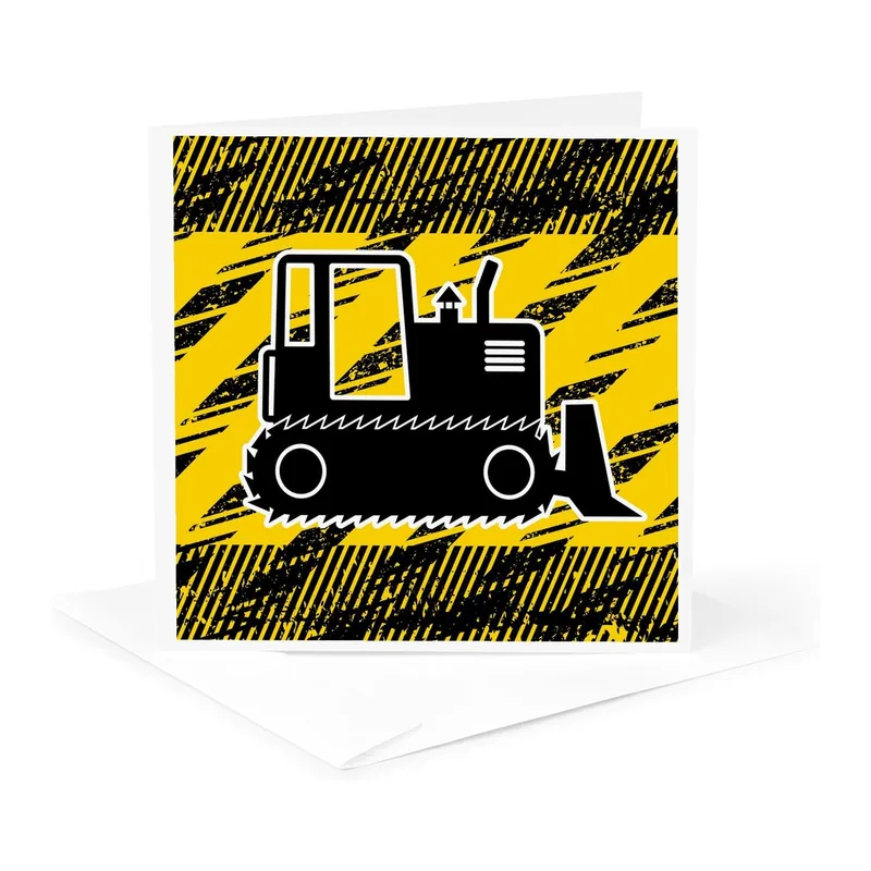 Yellow Black Bulldozer Card: A Bold Construction Design for Gratitude