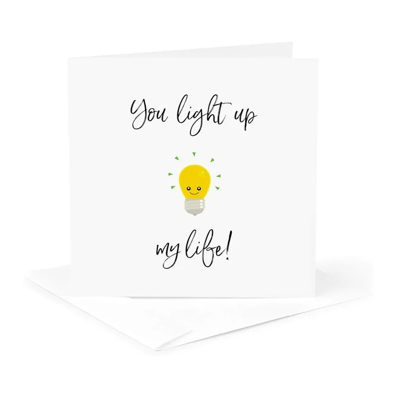 Lightbulb Minimal Typography Love Card – Greeting Card in natural