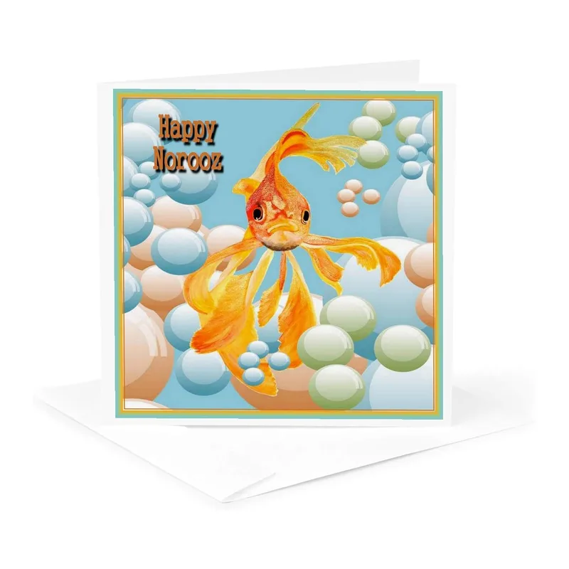 Goldfish in Bubbles Card celebrates Persian New Year