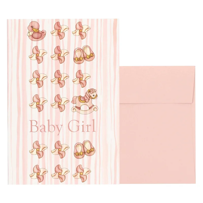 Baby Shoe Pattern New Baby Card Celebrating a Little Girl