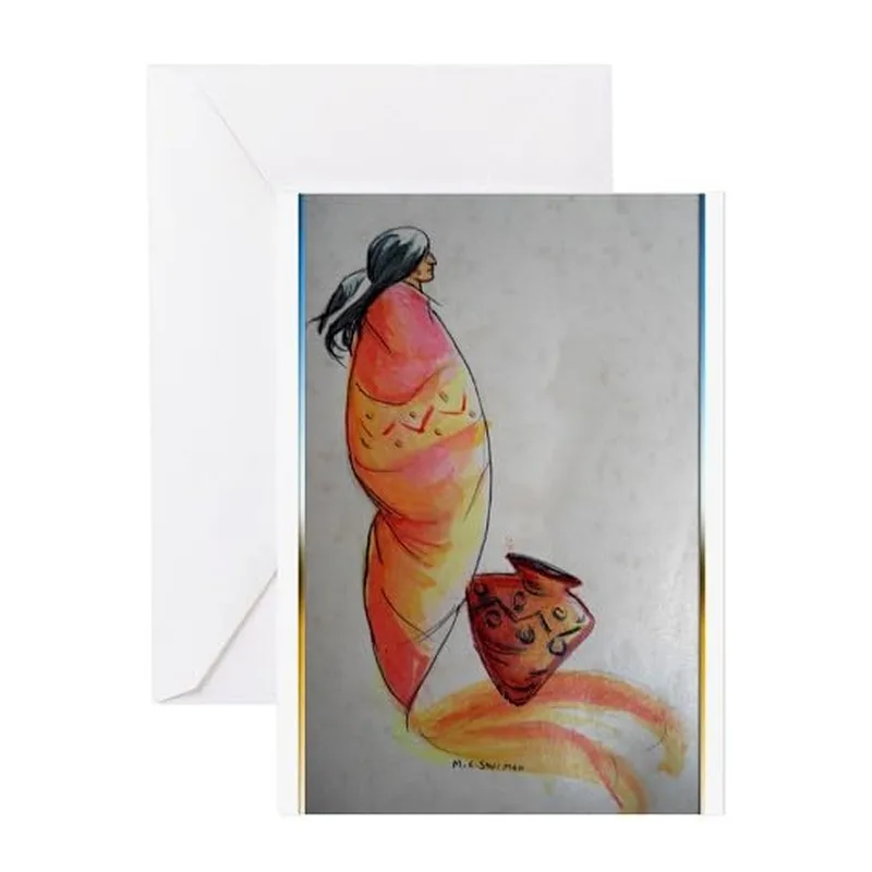 Woman in Red Shawl Card: Southwest Art Greeting Card