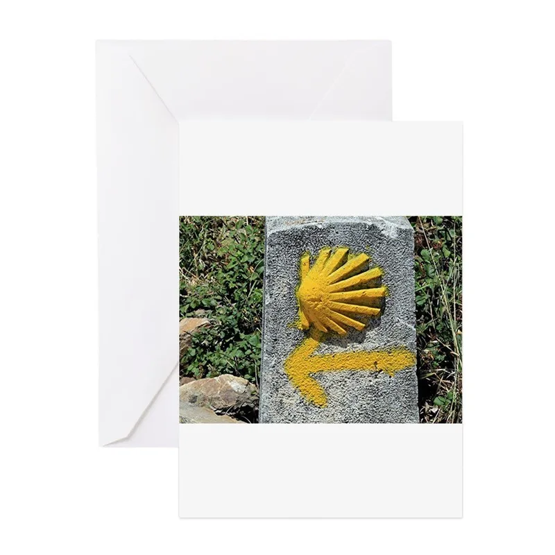 Yellow Shell Arrow Photo Card: A Hiker's Wayfinding Symbol
