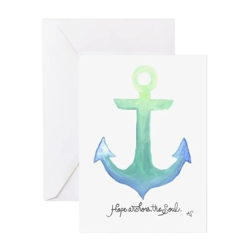 Teal Anchor Encouragement Card – Greeting Card in natural