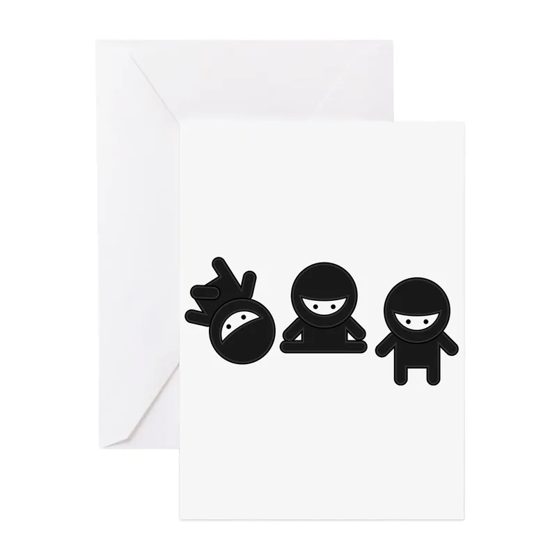 Three Black Ninja Silhouettes Card: A Playful Thank You Design