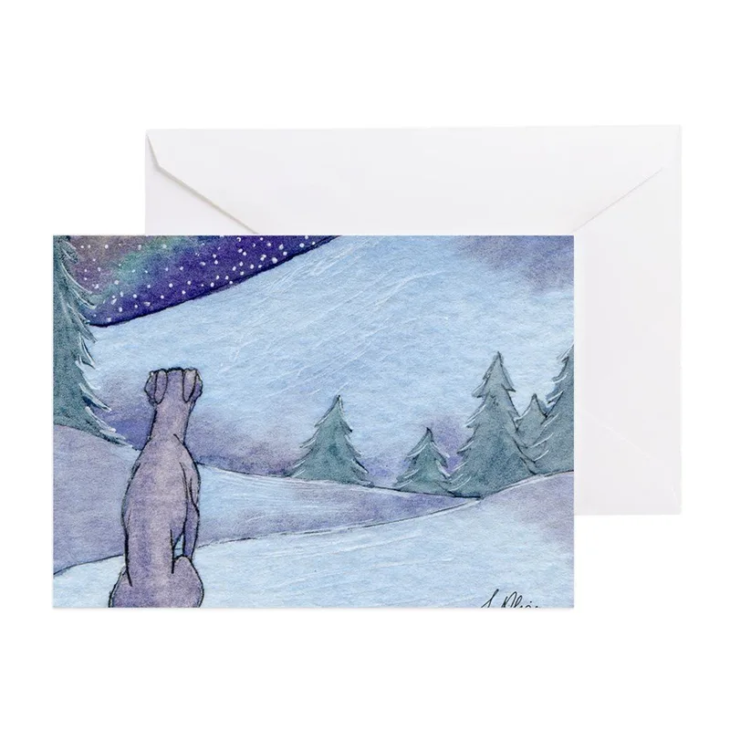 Greyhound in Snow Card: A Silent Night Scene